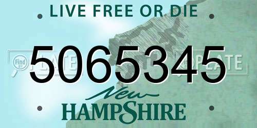 5065345 New Hampshire License Plate