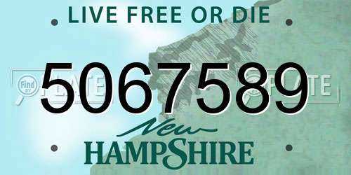 5067589 New Hampshire License Plate