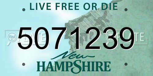 5071239 New Hampshire License Plate