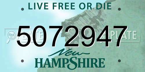 5072947 New Hampshire License Plate