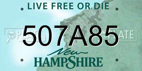 507A85 New Hampshire License Plate