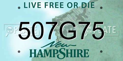 507G75 New Hampshire License Plate