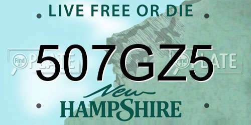 507GZ5 New Hampshire License Plate