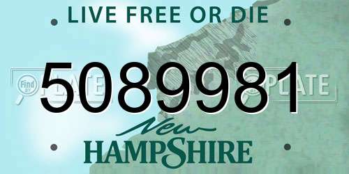5089981 New Hampshire License Plate