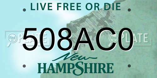508AC0 New Hampshire License Plate