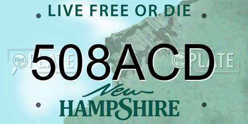 508ACD New Hampshire License Plate