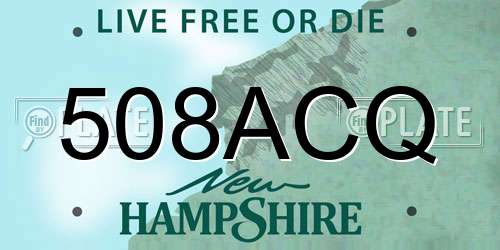 508ACQ New Hampshire License Plate