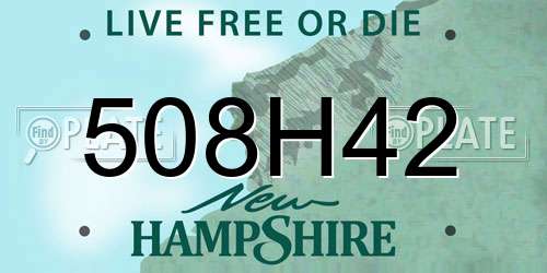 508H42 New Hampshire License Plate