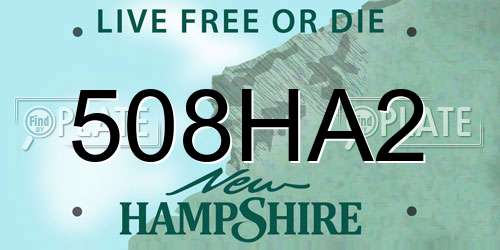 508HA2 New Hampshire License Plate