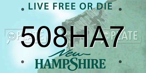 508HA7 New Hampshire License Plate