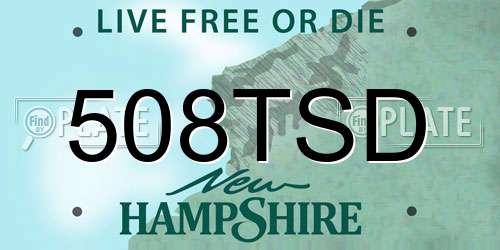 508TSD New Hampshire License Plate