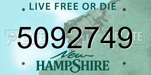 5092749 New Hampshire License Plate