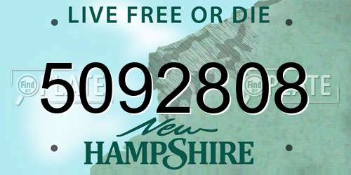 5092808 New Hampshire License Plate