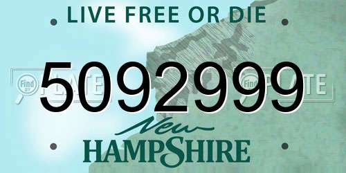5092999 New Hampshire License Plate