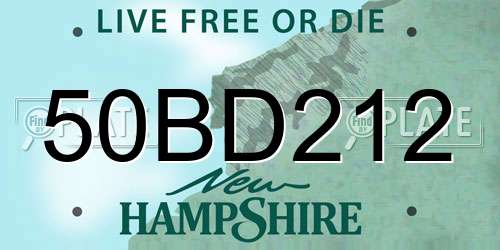 50BD212 New Hampshire License Plate