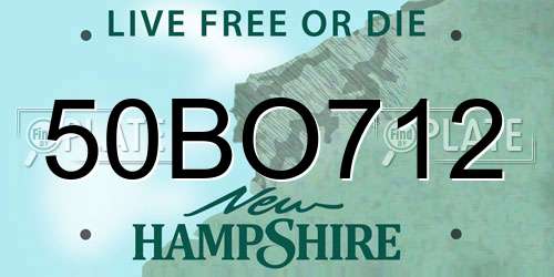 50BO712 New Hampshire License Plate