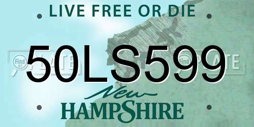 50LS599 New Hampshire License Plate