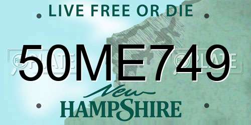 50ME749 New Hampshire License Plate