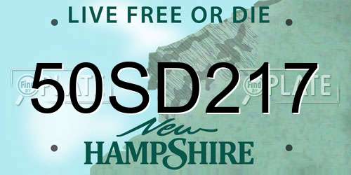 50SD217 New Hampshire License Plate