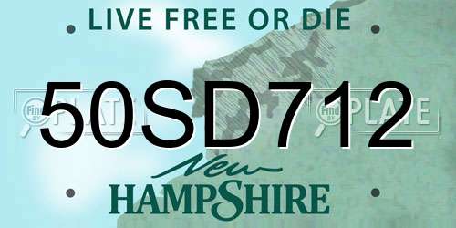 50SD712 New Hampshire License Plate