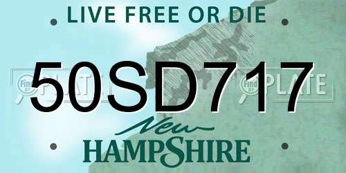 50SD717 New Hampshire License Plate