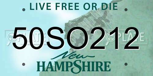 50SO212 New Hampshire License Plate