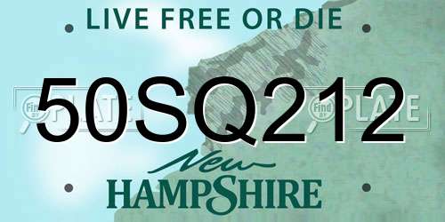 50SQ212 New Hampshire License Plate