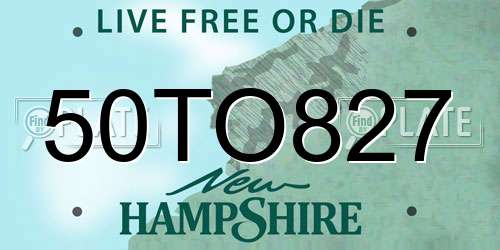 50TO827 New Hampshire License Plate