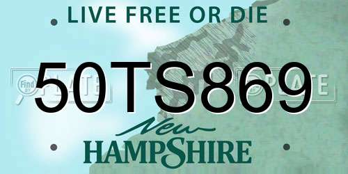 50TS869 New Hampshire License Plate