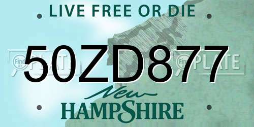 50ZD877 New Hampshire License Plate