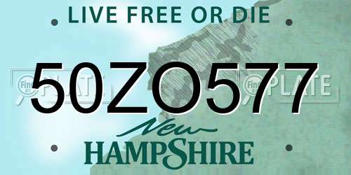 50ZO577 New Hampshire License Plate