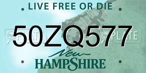 50ZQ577 New Hampshire License Plate