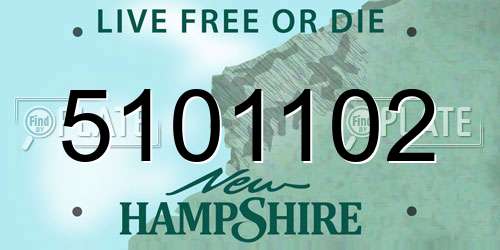 5101102 New Hampshire License Plate