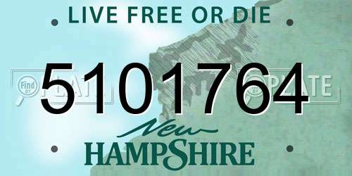 5101764 New Hampshire License Plate