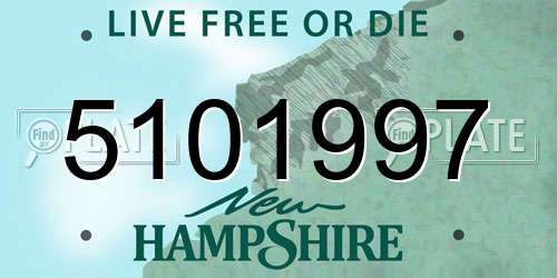 5101997 New Hampshire License Plate
