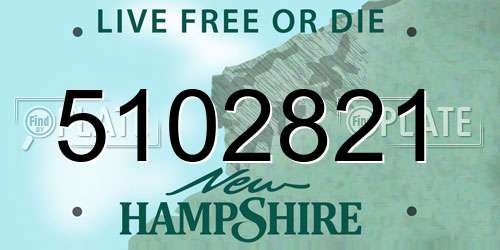 5102821 New Hampshire License Plate