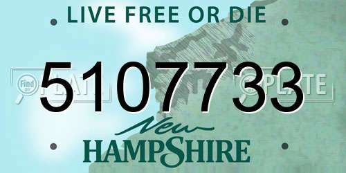 5107733 New Hampshire License Plate
