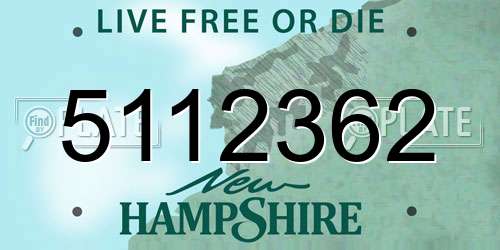 5112362 New Hampshire License Plate