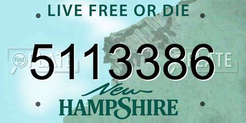 5113386 New Hampshire License Plate