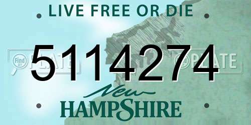 5114274 New Hampshire License Plate