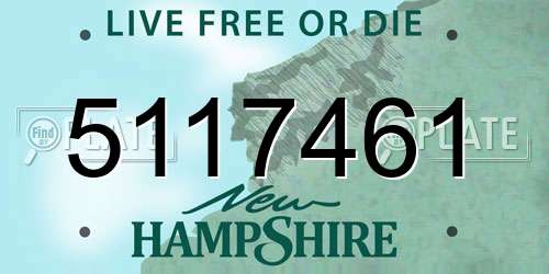 5117461 New Hampshire License Plate