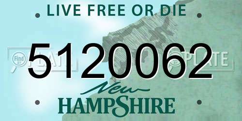 5120062 New Hampshire License Plate