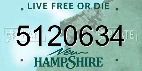 5120634 New Hampshire License Plate