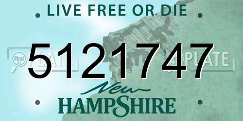 5121747 New Hampshire License Plate