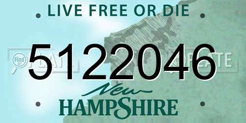 5122046 New Hampshire License Plate