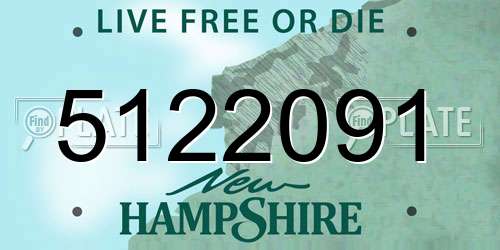 5122091 New Hampshire License Plate