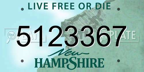 5123367 New Hampshire License Plate