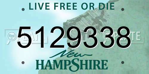 5129338 New Hampshire License Plate