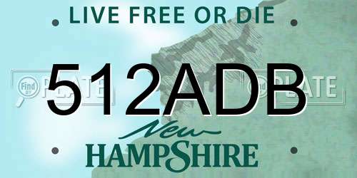 512ADB New Hampshire License Plate