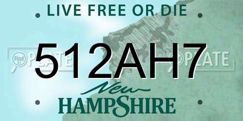512AH7 New Hampshire License Plate